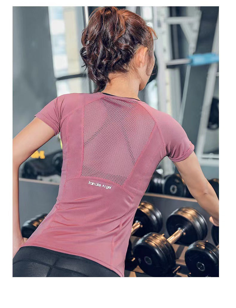 Women’s Quick‑Dry Mesh Back T‑Shirt Short Sleeve Slim‑Fit Yoga Running Athletic Top