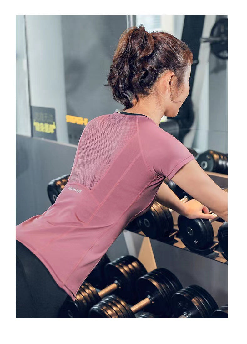 Women’s Quick‑Dry Mesh Back T‑Shirt Short Sleeve Slim‑Fit Yoga Running Athletic Top