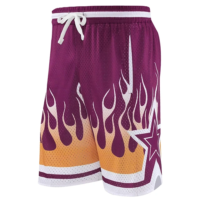 Men's Breathable Basketball Sports Shorts Basket Style rose red Shorts